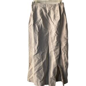 Fashion Options Natural Color Women's Button Fly Women's Linen Blend Skirt - 10